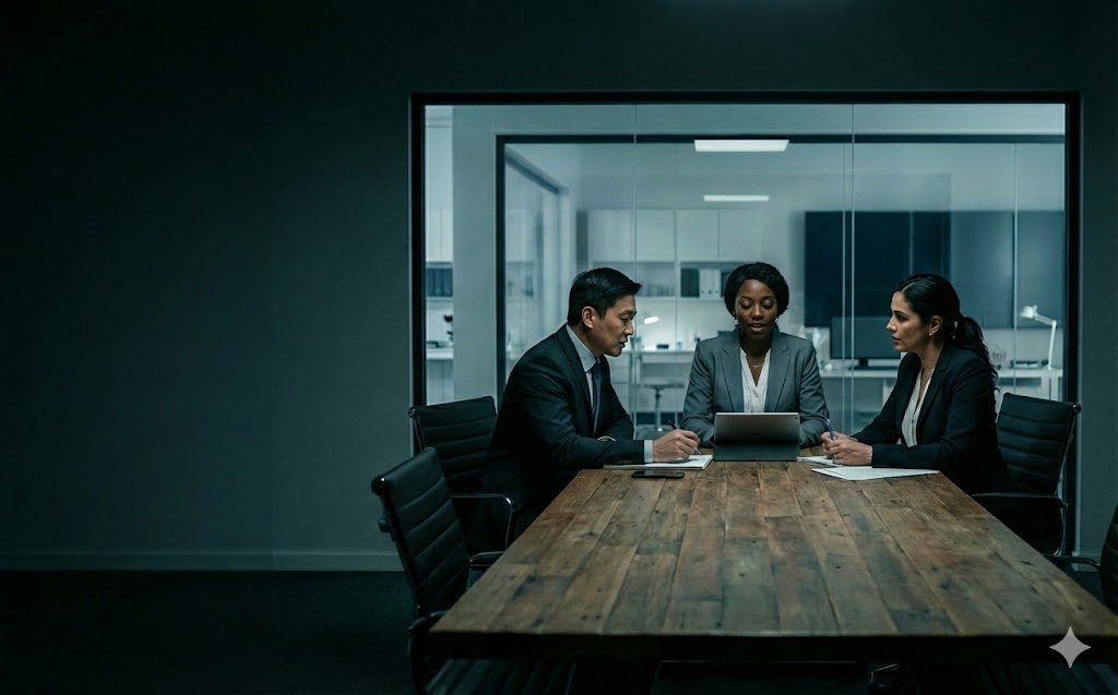 Professional team consulting meeting